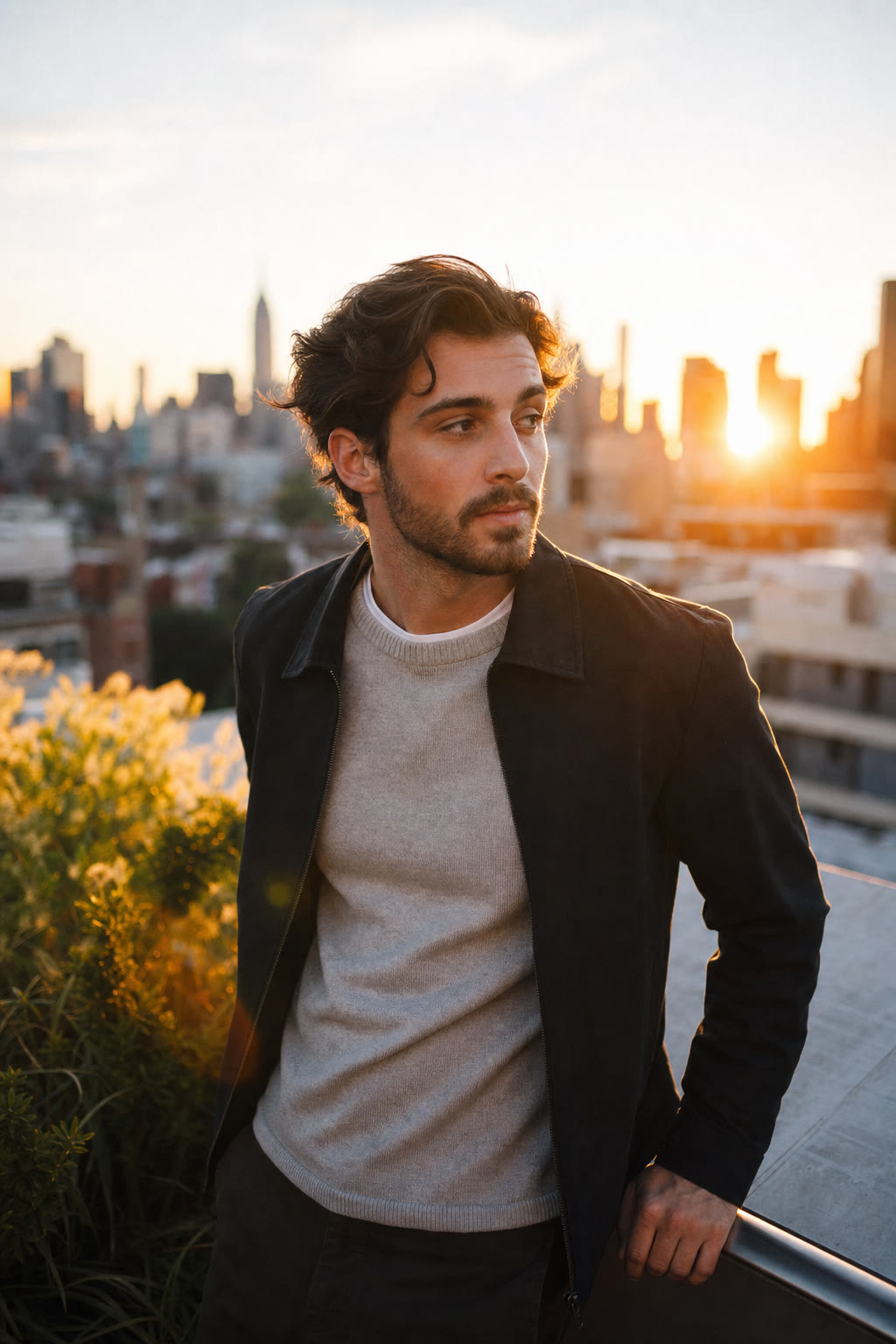 Rooftop City Sunset